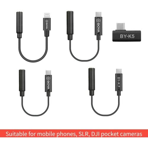 BOYA BY-K3 K4 K5 K6 K7 3.5mm TRS to Lightning/Typec Apple Android phone microphone audio cable adapter