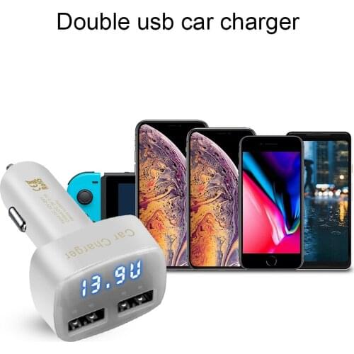 Car charger Dual USB DC 5V 3.1A Voltage temperature Current Digital LED Display for Phone Auto iphone xiaomi huawei
