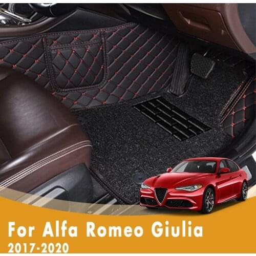 RHD Car Floor Mats For Alfa Romeo Giulia 2020 2019 2018 2017 Luxury Double Layer Wire Loop Car Accessories Decoration Carpets