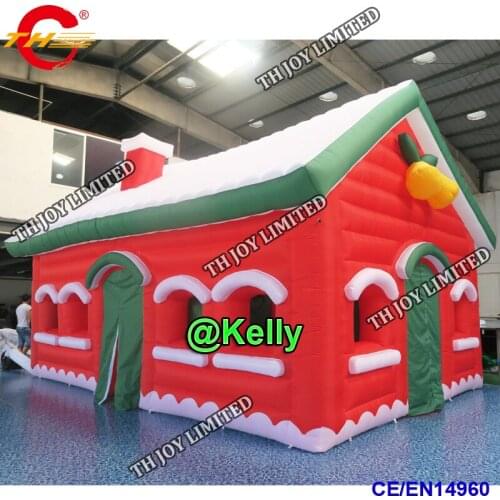 Free door shipping Outdoor Advertising Inflatable Christmas House Grotto with windows, giant inflatable santa grotto dome tents
