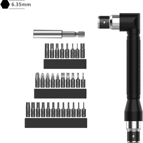 BROPPE 90 Degree Right Angle Bit Turner Elbow Screwdriver 1/4 Inch S2 Alloy Steel Magnetic Socket Wrench Screwdriver
