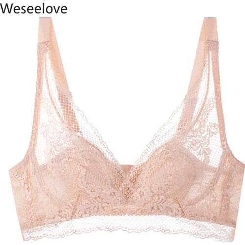Weseelove Sexy Lingerie Bralette Full Cup Brassiere Plus Size Bras for Women 34 42 BCD Underwear Gathering Free Shipping B09-3