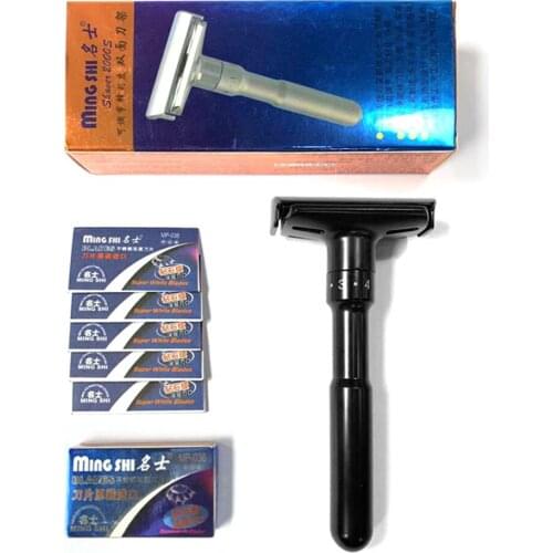 Double Safety Razor for Men Salon Home Use Professional Men Long Handle Razor for Shaving