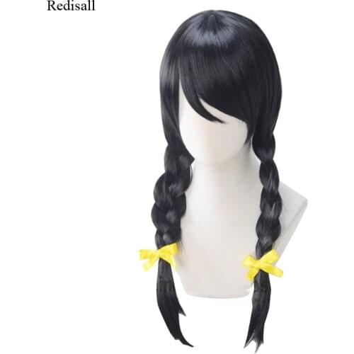 Bakemonogatari Hanekawa Tsubasa Synthetic Wig Cosplay Halloween Black Braids Role Play Wig for Adult