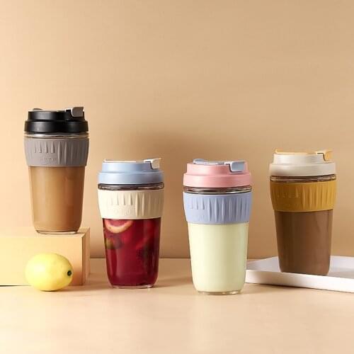 Coffee Mug 400ml/550ml Portable Glass With Straw Leak-Proof Tea Milk Cup With Silicone Case Wasserflasche Nice Gifts BS50SP