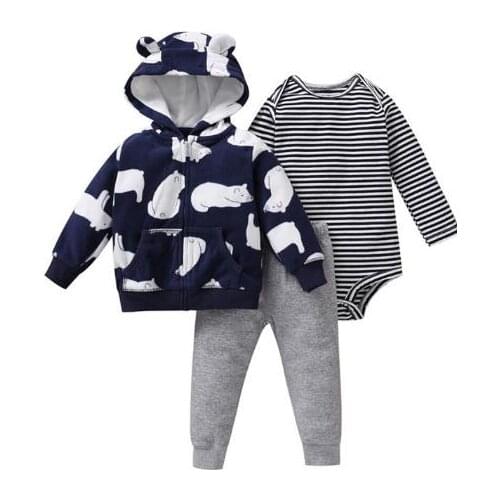 Siamese clothing cotton hooded full sleeve newborn baby boy jacket + jumpsuit suit comfortable for baby girl baby boy