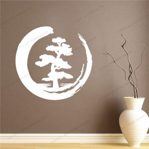 Indoor Yoga Studio Art Decal Wallpaper Flower Enso Tree Of Life Zen Vinyl Wall Sticker Circle Buddhism Yoga CX897