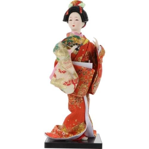 Japanese Style Geisha Doll Kimono Doll Decoration Desktop Adornment Handmade Geisha Statuette 3D Geisha Doll for Office Home