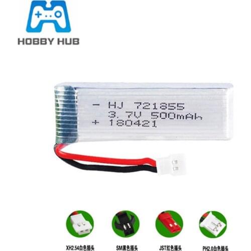 3.7V Lipo Battery For Eachine E50S E50 T37 H37H07 RC Dorne Parts 3.7v 500mAh 721855 Lithium Battery For Wltoys V930 V977 V988