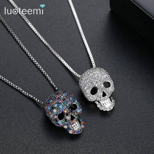 LUOTEEMI Hip Pop Fashion Jewelry Retro Skull Pendant Necklaces for Women Men Party Accessories Punk Femme Collier Christmas Gift