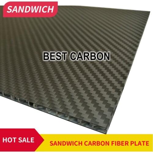 FREE SHIPPING 200mm x 300mm x 5mm, 300mm x 300mm x 5mm 3K twill matte carbon fiber honeycomb panel, sandwich carbon fiber plate