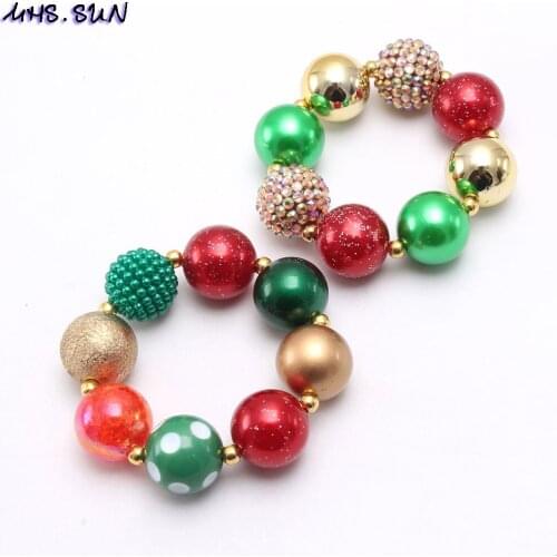 MHS.SUN chunky baby children diy rhinestone bubblegum beads bracelets elastic bracelets for girls christmas gift party jewelry