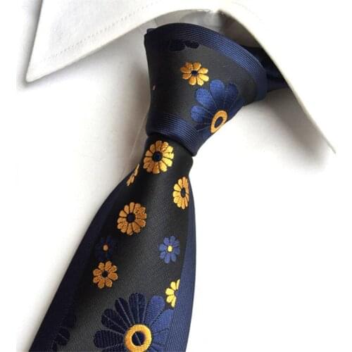 Fashion Ties For Men Floral Pattern Polyester leisure Wedding Suit Gravata Black Blue Neck Tie Cravat Necktie Party