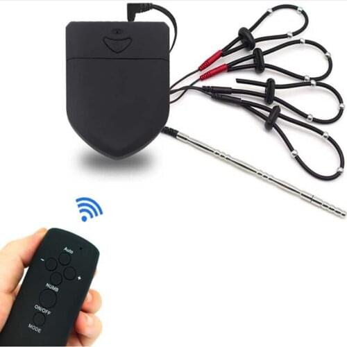 Electric Shock Set Cockring With Urine Plug Male Chastity Device Adult Sex Toys For Men Bondage Dick/Scrotum Erection Penis Ring