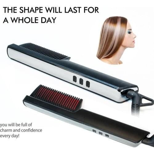 Newest LED display negative ion hair straightener brush hair straightening comb women men styling comb