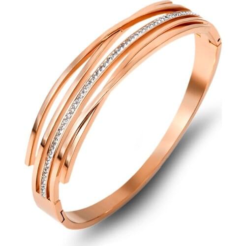 2021 New Korean Cross X Zirconia Crystals Bracelets & Bangles Women Jewelry Stainless Steel Sliver Gold Bangle Fashion Pulseiras