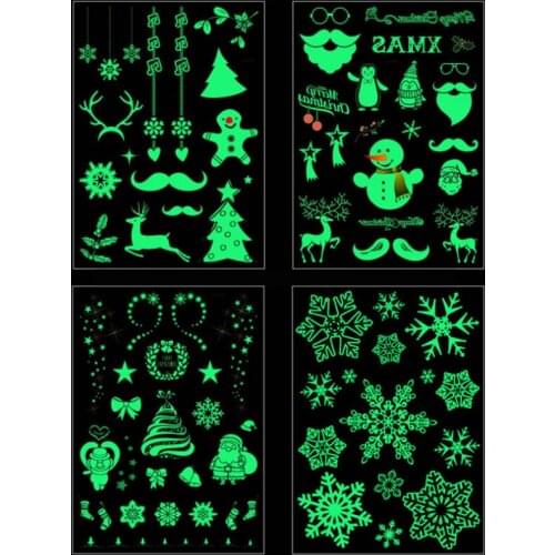 Christmas Luminous Tattoos stickers Santa Claus waterproof Tattoos Christmas gift for Kids Xmas navidad natal noel body sticker