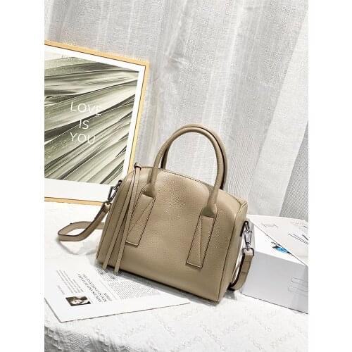 New Fashion Handbags Women Bags Designer Genuine Leather Classic Versatile Boston Bag Solid Color Shoulder Bag For Ladies 2021