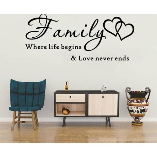 NEW every family Text Wall Stickers Decorative Sticker Home Decor For Kids Rooms Vinyl Decals