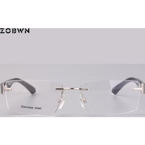 Wholesale new arrival silver gun Colors rimless for Reading Glasses Glasses women Men Brand Design Anti UV400 put myopia lens