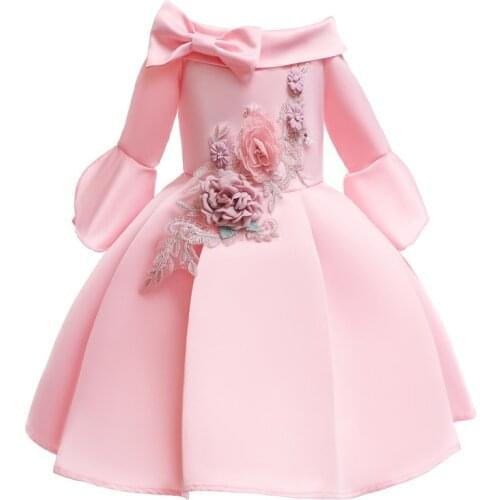 Original Zebra Remember middle big girls fashion full dress kids off shoulder flare sleeve dresses children petal pleated dress