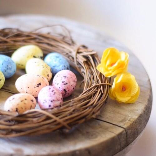 HAPPY EASTER 20pcs 3.3cm Foam eggs Colorful PE-egg Home/Garden decoration Easter party favors supplies Kids gifts Rattan wreath