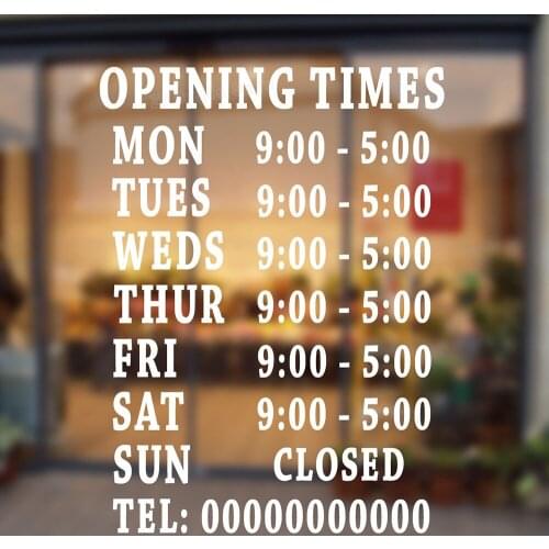 Personalized Bar Club Pub Office Salon Barber Shop Opening Times Wall Decal Sticker Removable Shop Window Sign Stickers Z747