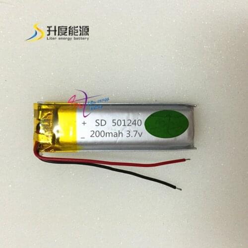 Tablet battery 501240 3.7v 200mah li polymer rechargeable batteries for 3.7v GPS Mp3 NAV li polymer battery