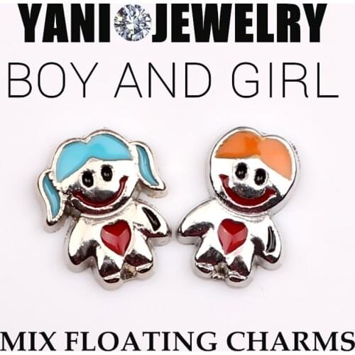 F241 Free Shipping DIY Cute BOY GIRL Floating Locket Charms For Glass Locket 20pcs/lot