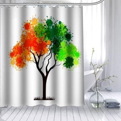 Popular Custom Tree Shower Curtain Polyester Fabric Printing Bathroom Curtain Waterproof With Hook 150X180cm,180x180cm,180x200cm