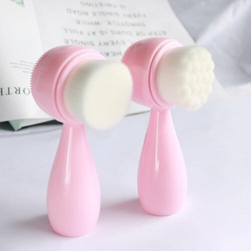 Portable Double Side Silicone Facial Cleanser Wash Brush Blackhead Removal Face Cleaning Massage Face Wash Care Product For Girl