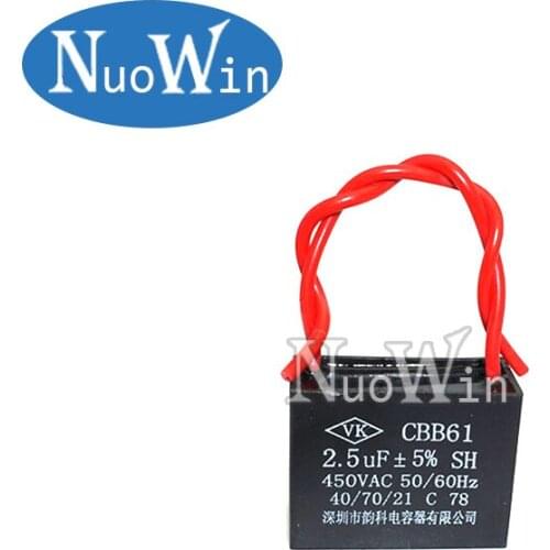 1pc CBB61 2.5UF starting capacitance AC Fan Capacitor 450V CBB Motor Run Capacitor