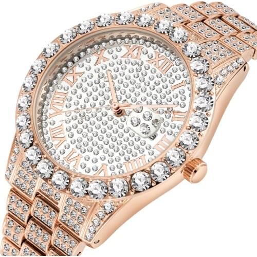 Luxury Hip Hop Iced Out Watch Gold Black Diamond Watch Top Brand for Men Quartz Wristwatch Relogio Masculino Men Watches Reloj