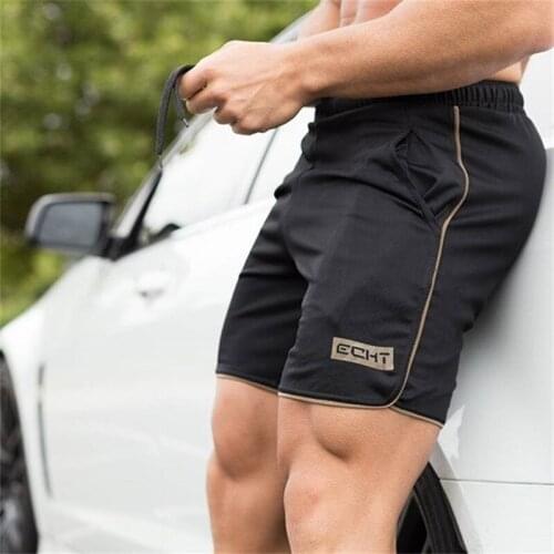 New summer men 2020 slim shorts calf length fitness bodybuilding mens casual fitness breathable mesh shorts beach sweatpants