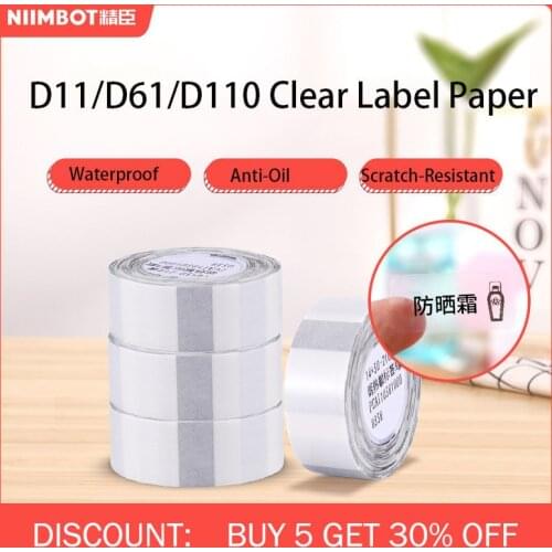 Niimbot D11/D61 Transparrent Thermal Label paper Waterproof Anti-Oil Price clear Label Scratch-Resistant Label Sticker Paper