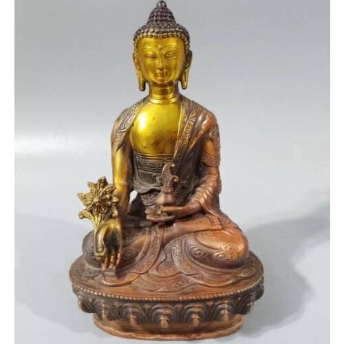 Tibetan Brass Buddhism Bodhisattva Medicine Buddha Statue