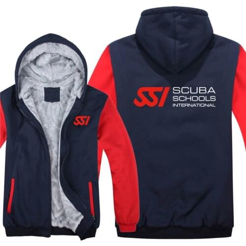 Scuba Diving Dive SSI Hoodies Fashion Jacket Winter Men Wool Liner Thick SSI Sweatshirts Man Coat