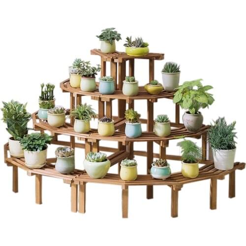Corner flower stand stepped multilayer floor round right angle corner indoor and outdoor solid wood kindergarten display