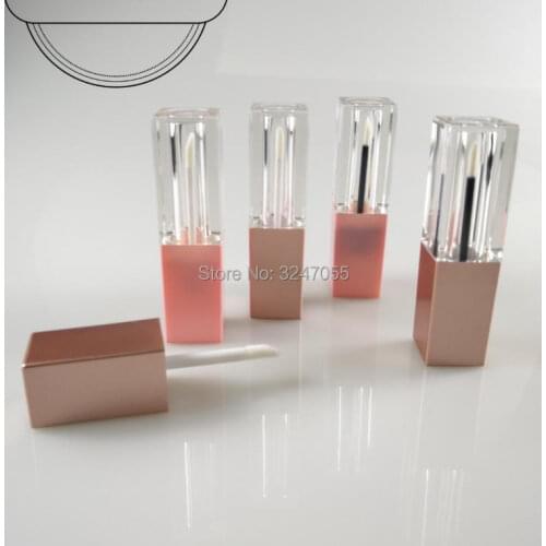10/30/50pcs Black Square Plastic Lip Gloss Bottle, Empty Clear Lipgloss Tube with Rose Gold Cap,Pink Beauty Lip Oil Packing Tube