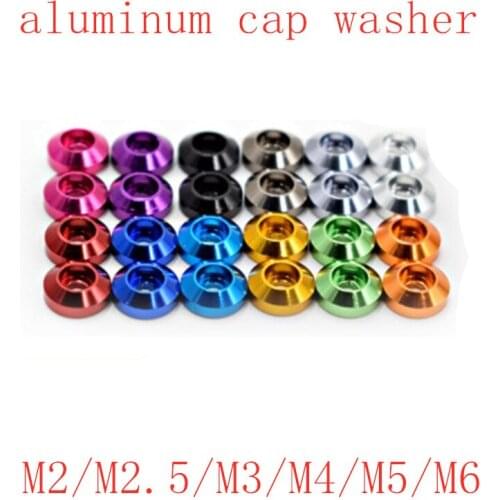 10pcs/lot cap head aluminum washer M2 M2.5 M3 M4 M5 M6 Corlorful Aluminum Alloy Cap Head Gasket washer for RC parts
