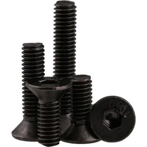 10pcs M5 10.9 level Black nickel countersunk heads Flat head Hexagon socket screw bolt 8mm-30mm Length