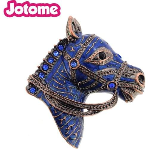 100pcs/lot Vintage Style Navy Blue Horse Head Pin Brooch