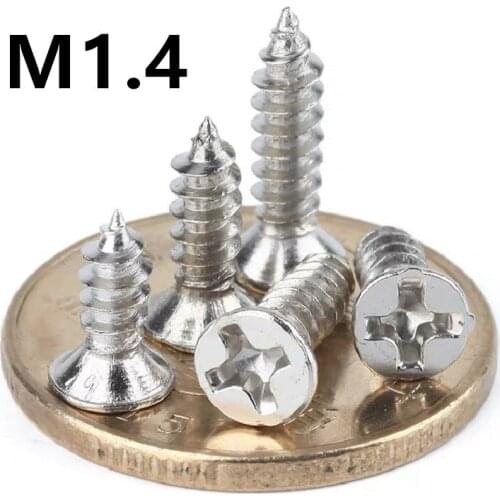 1000pcs/lot M1.4x3/4/5/6/8/10mm KA GB846 nickel plated phillips countersunk / flat head self tapping screw