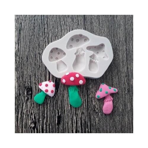 3 Cute Mushroom Resin Mold Silicone Fondant Mold For DIY Cake Chocolate Candy Pastry Lace Decoration Kitchen Baking Tool