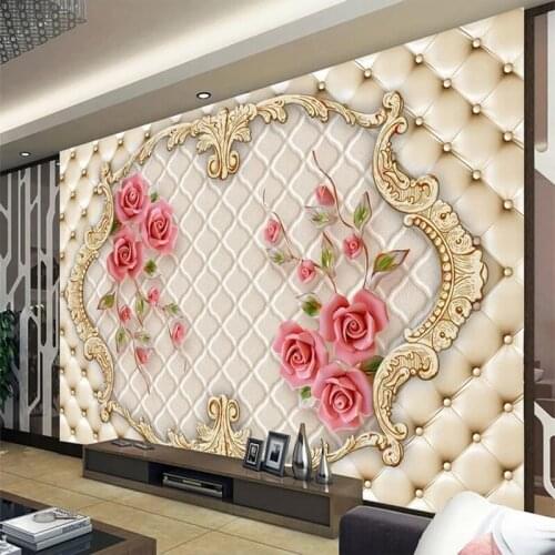 Custom Size 3D Wallpaper Three-dimensional Rose Soft Bag Art Mural Living Room Bedroom TV Background Wall Painting