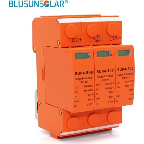 50 pcs/lot excellent quality 3P DC 1000V SUP4-S40 SPD 20/40KA DC Surge Arrestor Protective Device for Solar System Protection