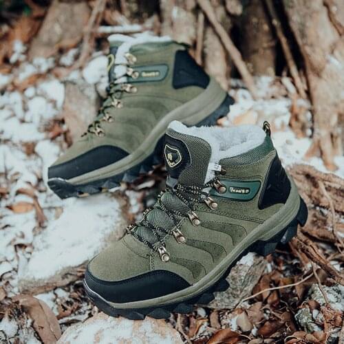 Mens Winter Snow Boots Warm Mens High Quality Waterproof Leather Mens Winter Boots Outdoor Mens Work Shoes 36-48