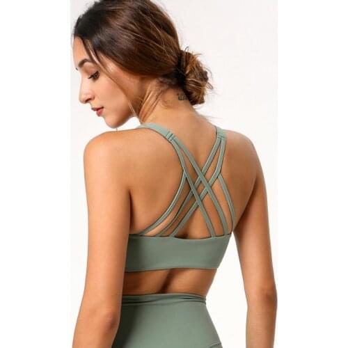 New Back Cross Fitness Women Running Yoga Bras Sexy Fine Shoulder Strap Shockproof Gather Together Sports Bra