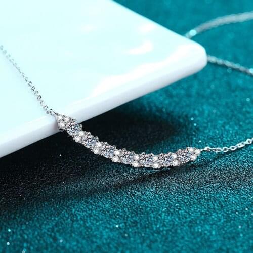 S925 Sterling Silver 0.7 Ct Loose Diamonds Moissanite Pendant Necklace Perfect Cut Luxury Passed Diamond Test Clavicle Chain