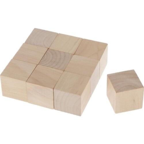 4cm Wooden Cubes, 10pcs Unfinished Square Wood Blocks for Kids Math Teaching, Crafts & DIY Projects